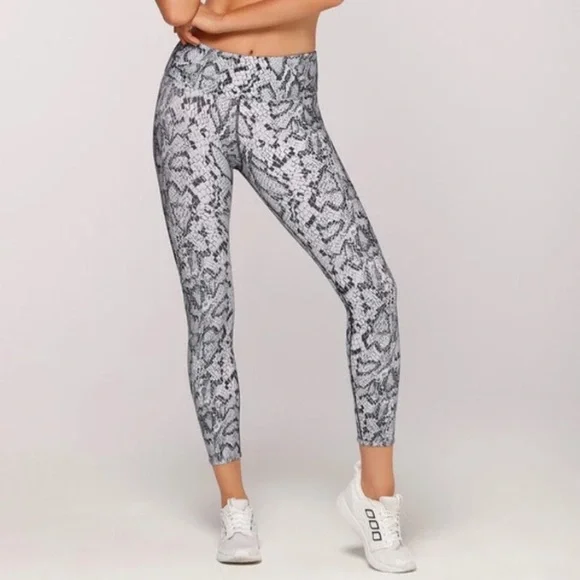 Lorna Jane Mid-Rise Cropped Blue Snakeskin Legging S - Picture 1 of 11